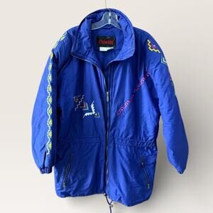 Vintage Kaelin Ski Jacket Women Size 14 Puffer 80s Colorful Aztec Southwest